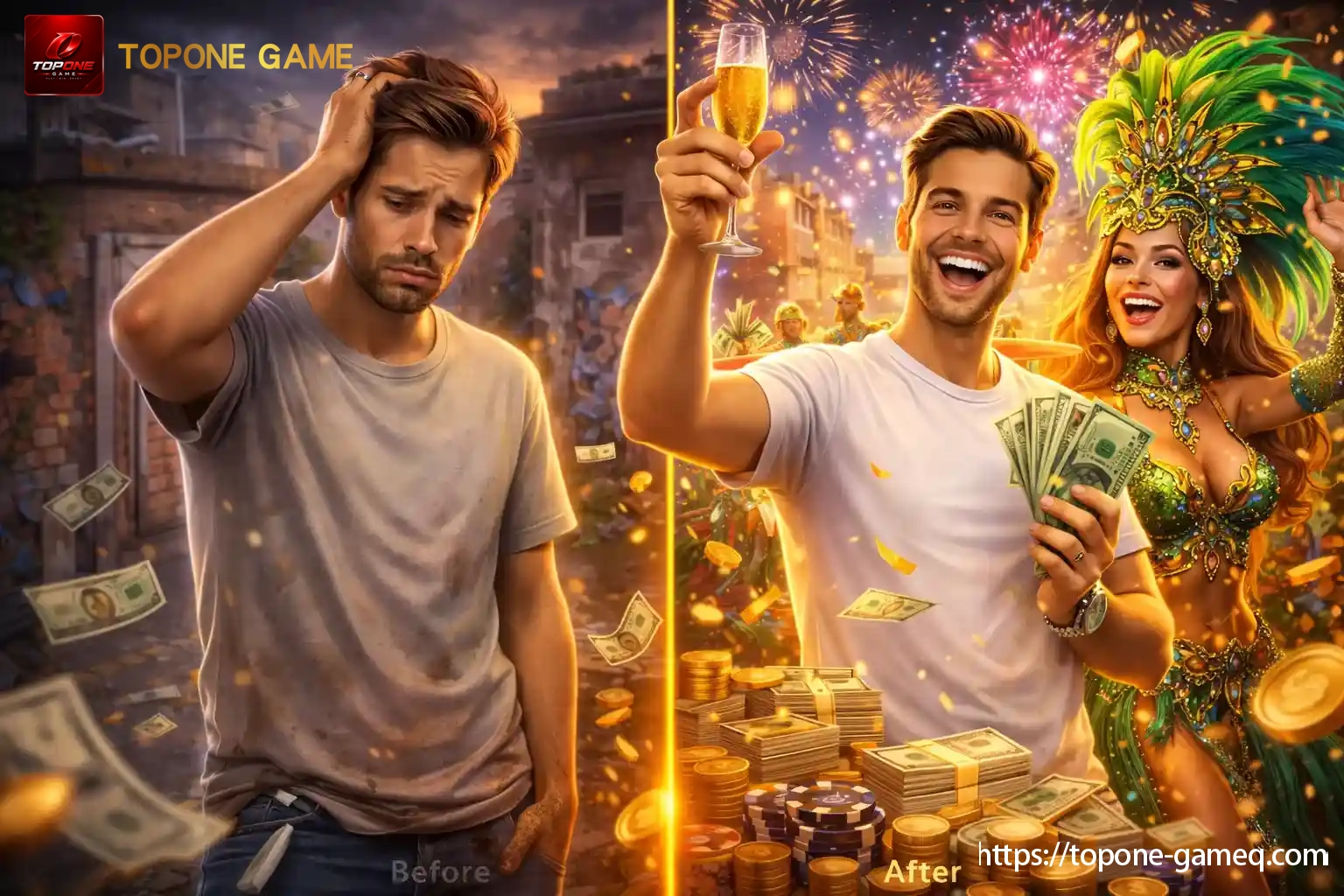 A short instant-game session before and after the result