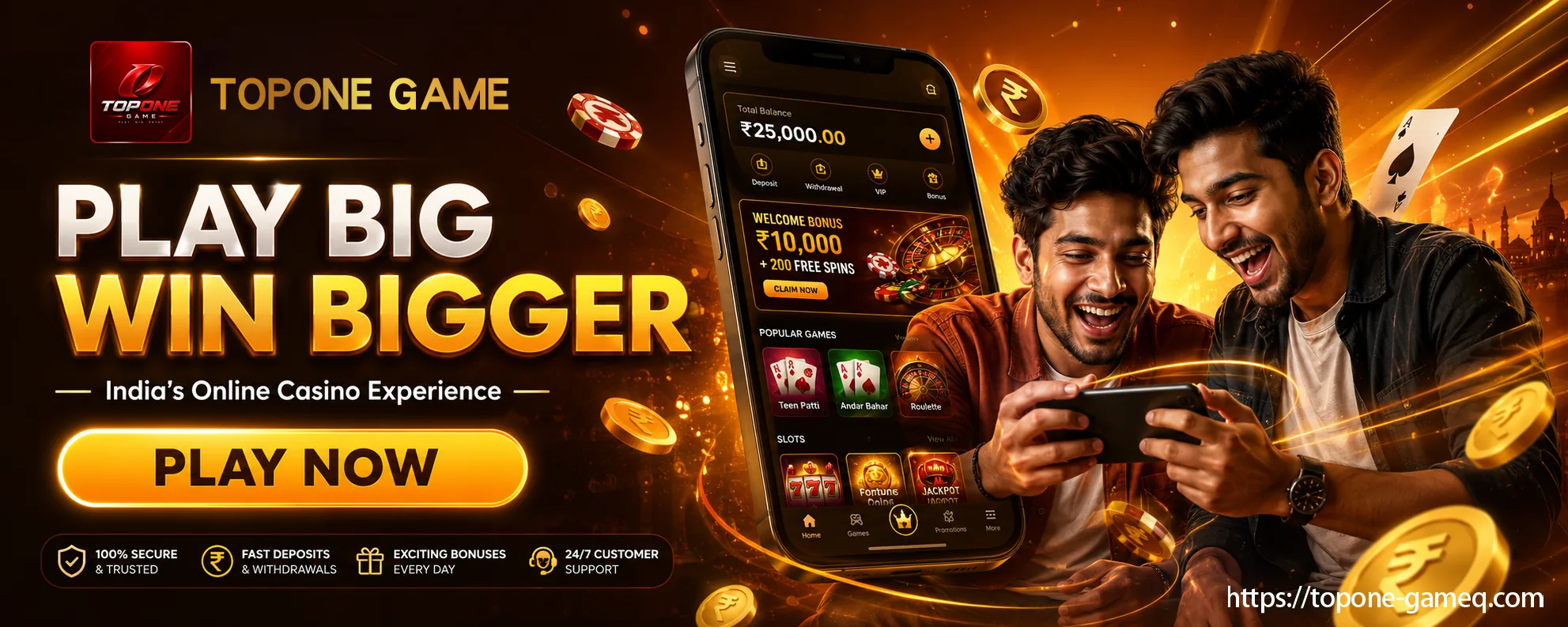 Topone Game casino and mobile gaming banner